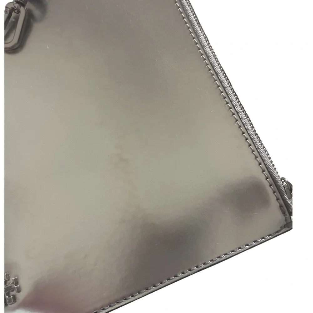 Tory Burch Metallic Silver Block-T Pouch / Wristlet
